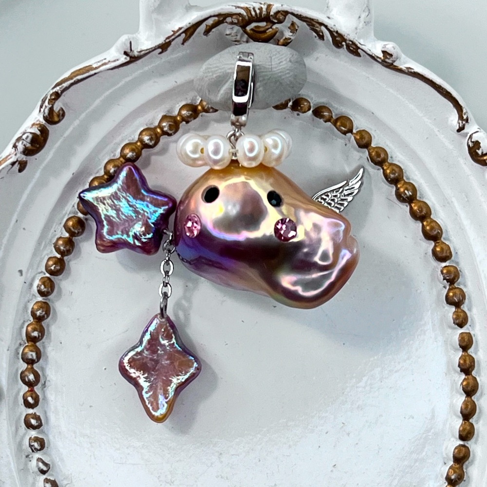 Handmade S925 SS Premium Flameball Pearl Angel 😇 Character Detachable Pendant